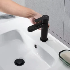 Cecipa Max Mitigeur de lavabo avec Tirette de Vidage, Bonde Incluse, Auralum Max Robinet Salle de Bain Noir Robinetterie en Laiton* Robinet Lavabo Et Vasque