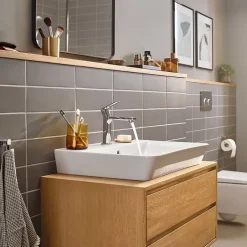 Hansgrohe Mitigeur de lavabo avec tirette et vidage chromé, Rebris E 110 CoolStart