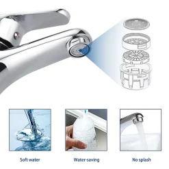 Auralum Max Mitigeur de lavabo avec Tirette de Vidage, Bonde Incluse, Robinet Salle de Bain Chromé Robinetterie en Laiton