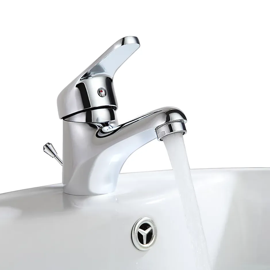 Auralum Max Mitigeur de lavabo avec Tirette de Vidage, Bonde Incluse, Robinet Salle de Bain Chromé Robinetterie en Laiton