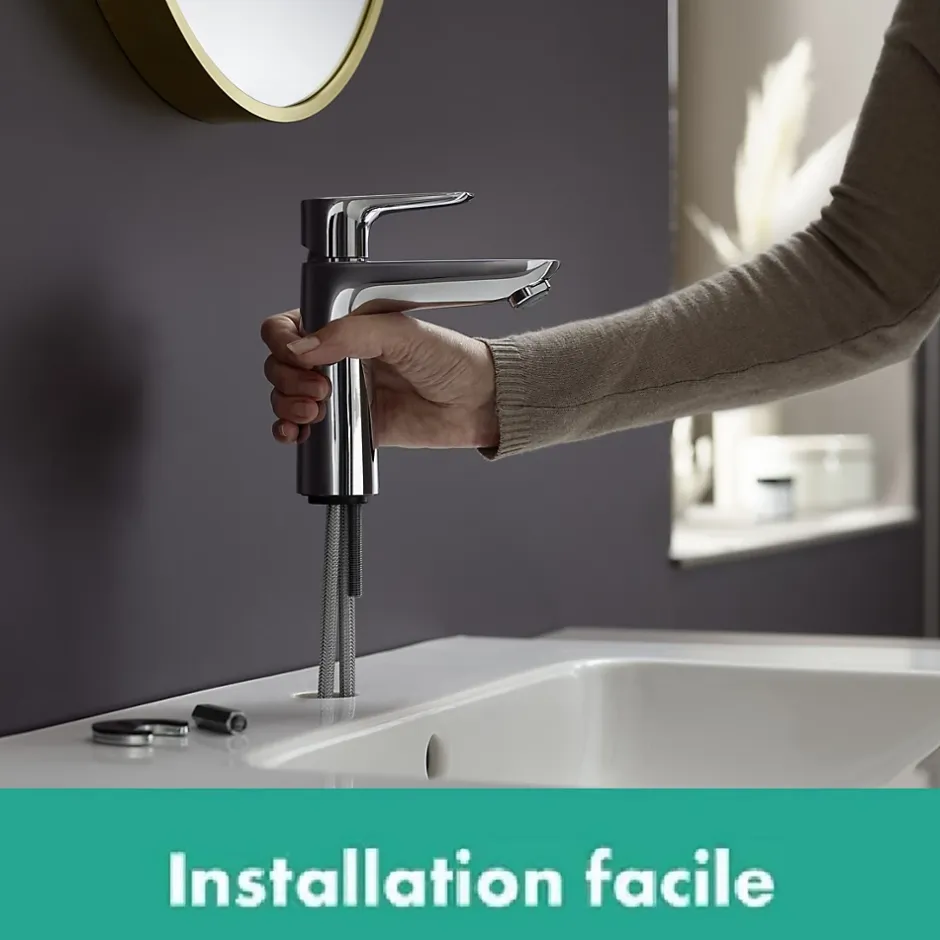 Hansgrohe Mitigeur de lavabo avec tirette et vidage chromé, Talis E 110 EcoSmart* Robinet Lavabo Et Vasque