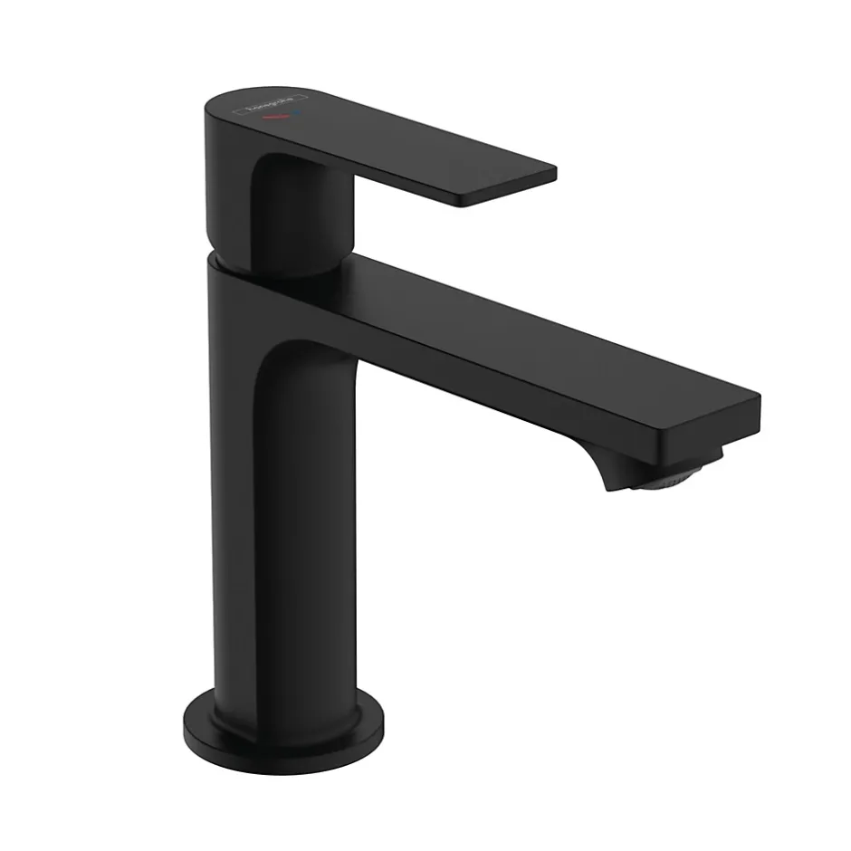 Hansgrohe Mitigeur de lavabo avec tirette et vidage noir mat, Rebris E 110 CoolStart