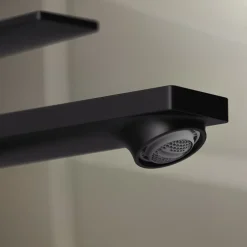 Hansgrohe Mitigeur de lavabo avec tirette et vidage noir mat, Rebris E 110 CoolStart