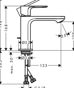 Hansgrohe Mitigeur de lavabo avec tirette et vidage noir mat, Rebris E 110 CoolStart