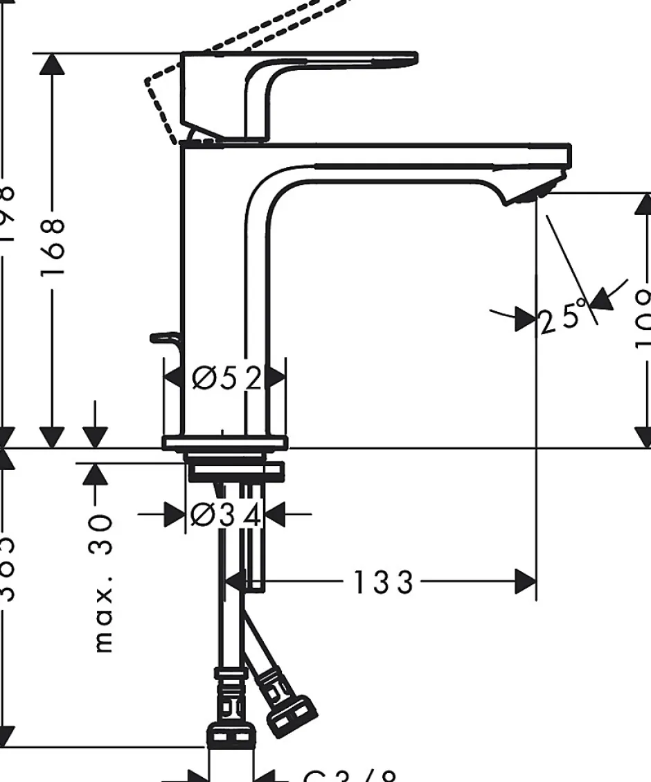 Hansgrohe Mitigeur de lavabo avec tirette et vidage noir mat, Rebris E 110 CoolStart
