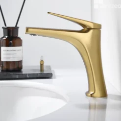 Imex Mitigeur de Lavabo Bec Bas Anti-Calcaire Or Brossé DELOS BDD055-1OC