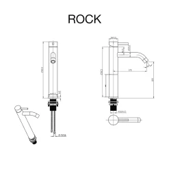 Poalgi Mitigeur de lavabo bec haut SKY BATH or brossé PVD Inox S304 série Rock* Robinet Lavabo Et Vasque