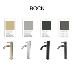 Poalgi Mitigeur de lavabo bec haut SKY BATH or brossé PVD Inox S304 série Rock* Robinet Lavabo Et Vasque