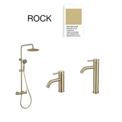 Poalgi Mitigeur de lavabo bec haut SKY BATH or brossé PVD Inox S304 série Rock* Robinet Lavabo Et Vasque