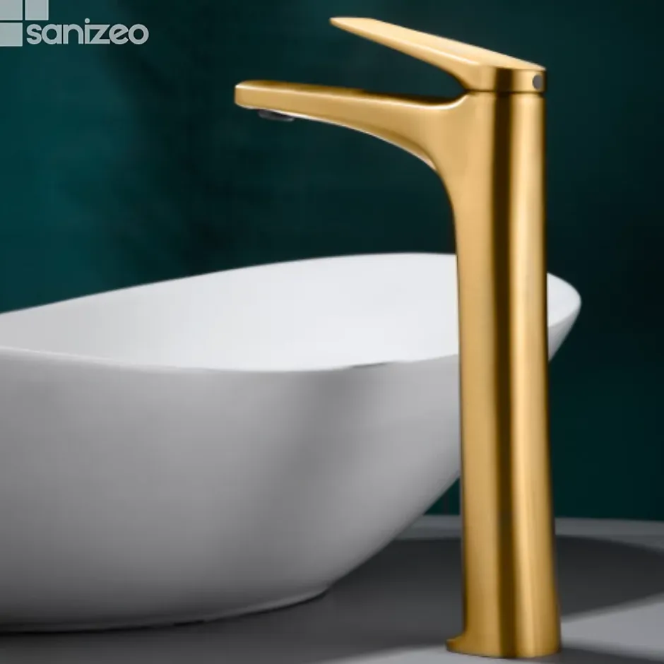 Imex Mitigeur de Lavabo Bec Haut Anti-Calcaire Or Brossé DELOS BDD055-3OC