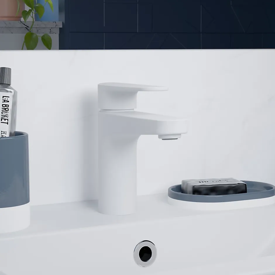 GoodHome Mitigeur de lavabo blanc Cavally M