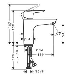 Hansgrohe Mitigeur de lavabo chromé Ecos L