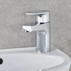GoodHome Mitigeur de lavabo chromé taille S avec bonde clic-clac, Cavally