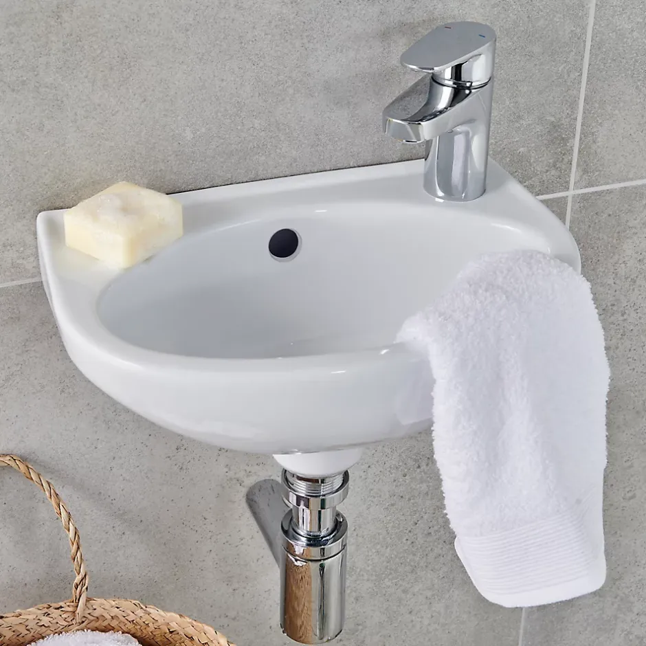 GoodHome Mitigeur de lavabo chromé taille S avec bonde clic-clac, Cavally