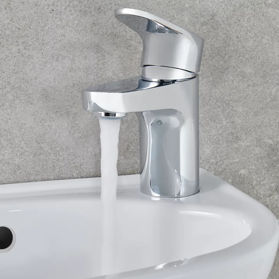 GoodHome Mitigeur de lavabo chromé taille S avec bonde clic-clac, Cavally