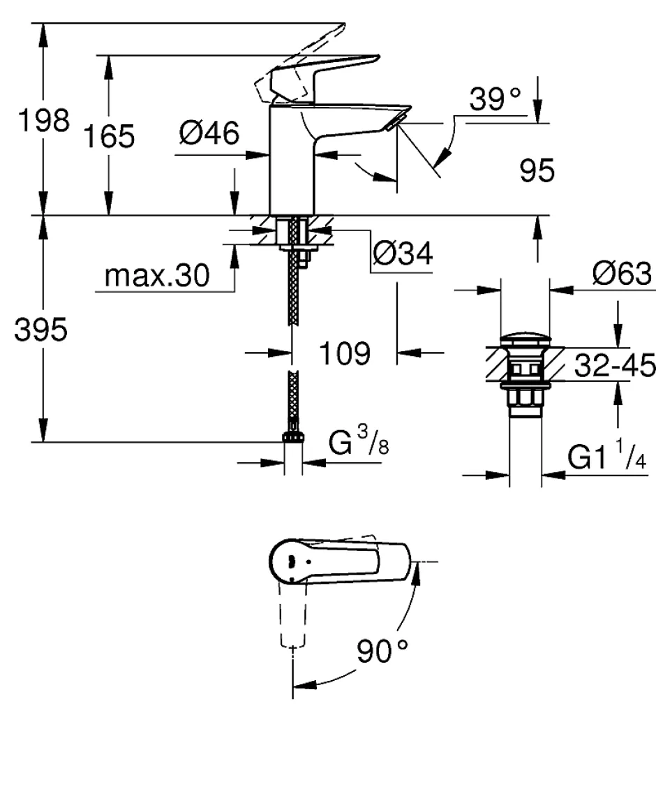 Grohe Mitigeur de lavabo chromé Start* Robinet Lavabo Et Vasque