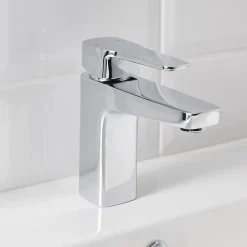 GoodHome Mitigeur de lavabo chromé taille M avec bonde clic-clac, Teesta