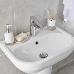 GoodHome Mitigeur de lavabo chromé Cavally L* Robinet Lavabo Et Vasque