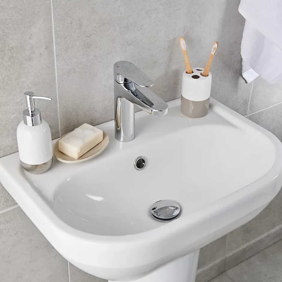 GoodHome Mitigeur de lavabo chromé Cavally L* Robinet Lavabo Et Vasque
