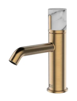 Essebagno Mitigeur de lavabo cuivre et marbre blanc Manopola
