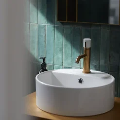 Essebagno Mitigeur de lavabo cuivre et marbre blanc Manopola