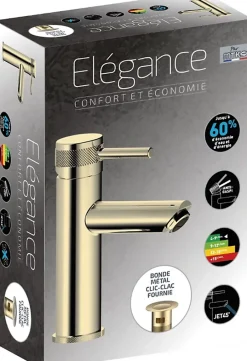 MTK Mitigeur de lavabo doré avec bonde clic clac, Élégance* Robinet Lavabo Et Vasque