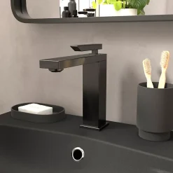 GoodHome Mitigeur de lavabo H.17,4 cm, gun metal, Kolima