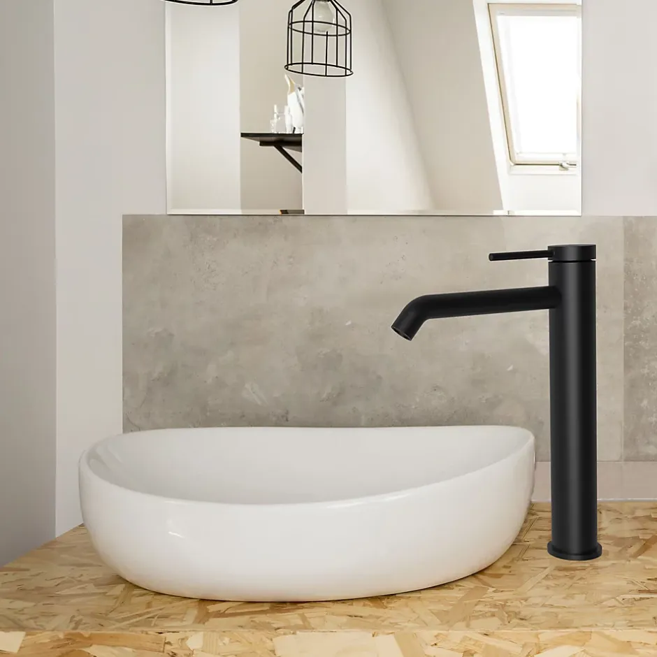 Essebagno Mitigeur de lavabo H.27,6 cm, noir, Lollipop* Robinet Lavabo Et Vasque