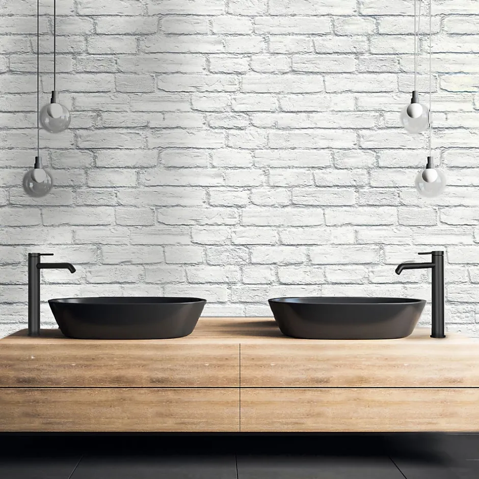 Essebagno Mitigeur de lavabo H.27,6 cm, noir, Lollipop* Robinet Lavabo Et Vasque