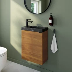 Hansgrohe Mitigeur de lavabo Rebris E 80 pour lave-mains sans tirette ni vidage noir mat* Robinet Lave-Mains