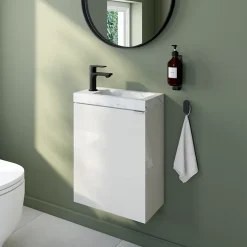 Hansgrohe Mitigeur de lavabo Rebris E 80 pour lave-mains sans tirette ni vidage noir mat* Robinet Lave-Mains