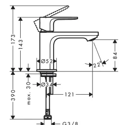 Hansgrohe Mitigeur de lavabo Rebris E 80 pour lave-mains sans tirette ni vidage noir mat* Robinet Lave-Mains