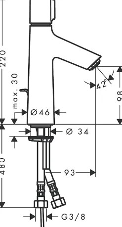 Hansgrohe Mitigeur de lavabo Talis Select S avec tirette et vidage finition chromée* Robinet Lavabo Et Vasque