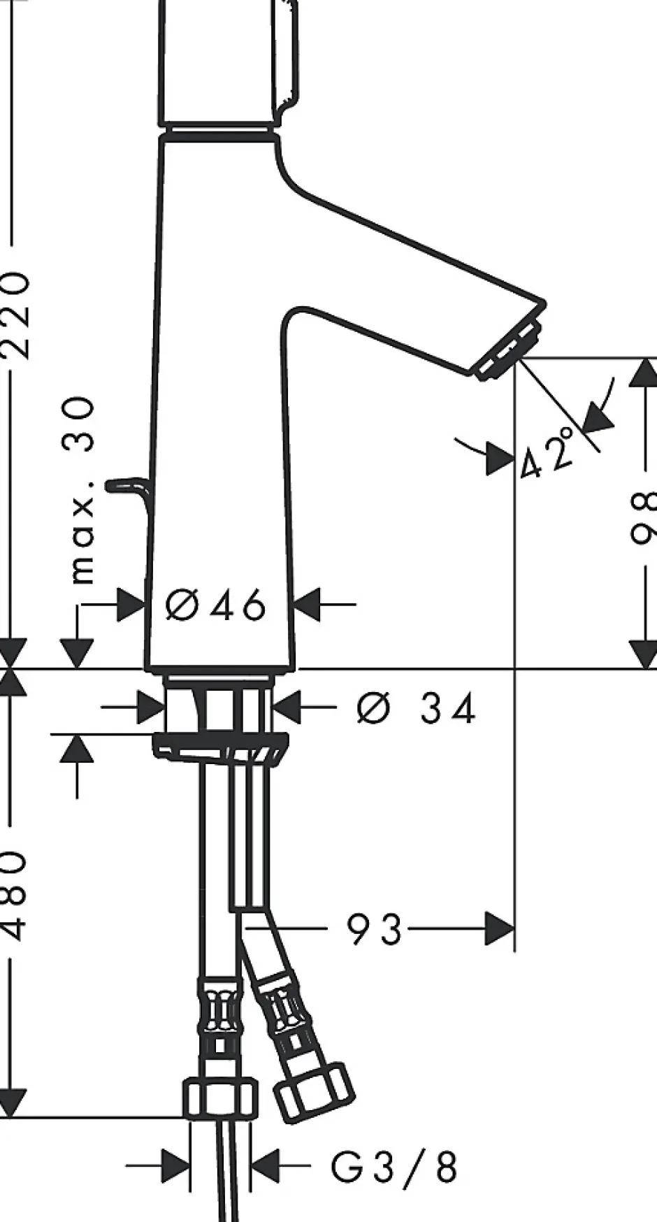Hansgrohe Mitigeur de lavabo Talis Select S avec tirette et vidage finition chromée* Robinet Lavabo Et Vasque