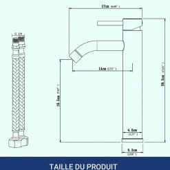 AICA Sanitaire Mitigeur de lavabo haut, chromé, monocommande, mixte froid/chaud