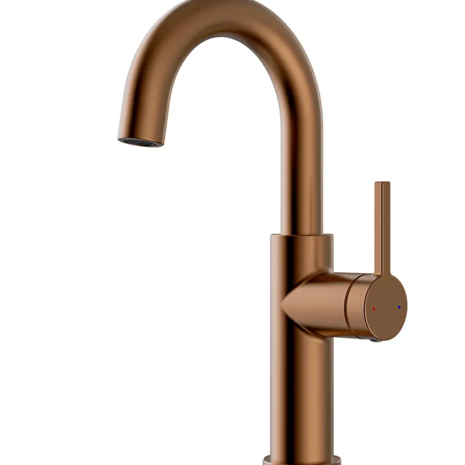 Essebagno Mitigeur de lavabo haut cuivre brossé Reflet* Robinet Lavabo Et Vasque