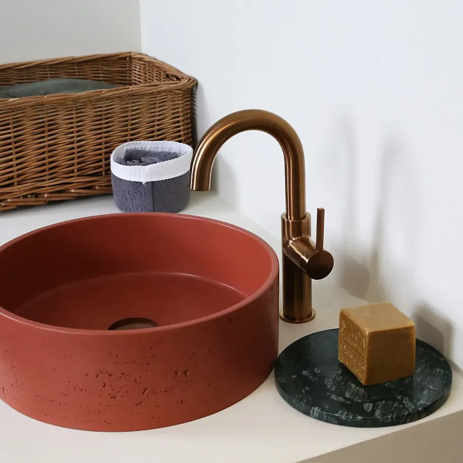 Essebagno Mitigeur de lavabo haut cuivre brossé Reflet* Robinet Lavabo Et Vasque