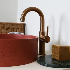Essebagno Mitigeur de lavabo haut cuivre brossé Reflet* Robinet Lavabo Et Vasque