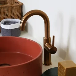 Essebagno Mitigeur de lavabo haut cuivre brossé Reflet* Robinet Lavabo Et Vasque