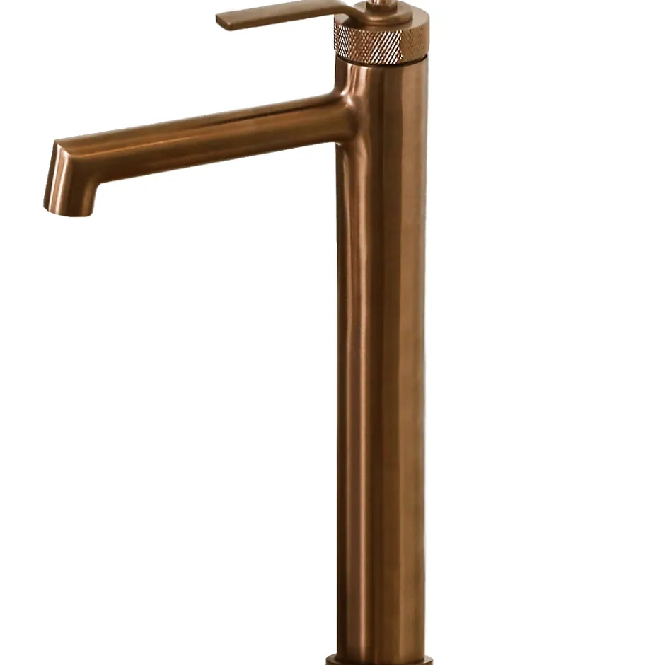 Essebagno Mitigeur de lavabo haut cuivre brossé Molette