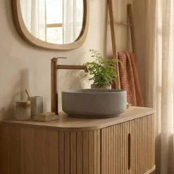 Essebagno Mitigeur de lavabo haut cuivre brossé Molette