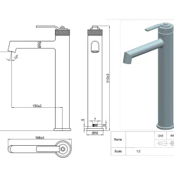 Essebagno Mitigeur de lavabo haut cuivre brossé Molette