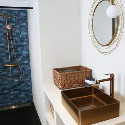 Essebagno Mitigeur de lavabo haut cuivre brossé Molette