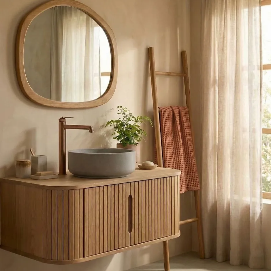 Essebagno Mitigeur de lavabo haut cuivre brossé Molette