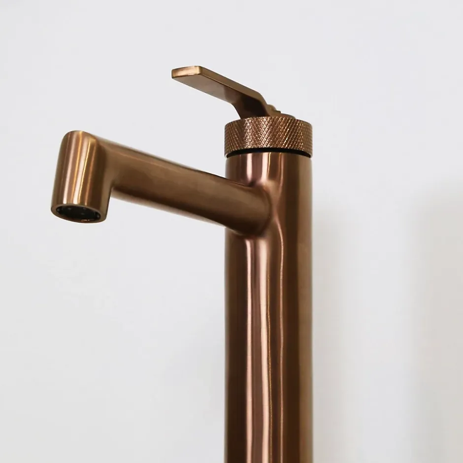 Essebagno Mitigeur de lavabo haut cuivre brossé Molette