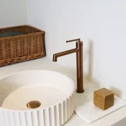 Essebagno Mitigeur de lavabo haut cuivre brossé Portofino