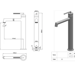 Essebagno Mitigeur de lavabo haut cuivre brossé Portofino