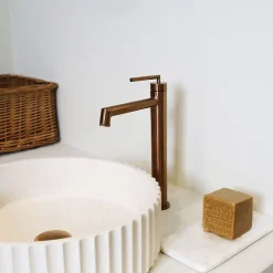 Essebagno Mitigeur de lavabo haut cuivre brossé Portofino