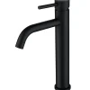AICA Sanitaire Mitigeur de lavabo haut, noir, monocommande, acier inoxydable, mixte froid/chaud