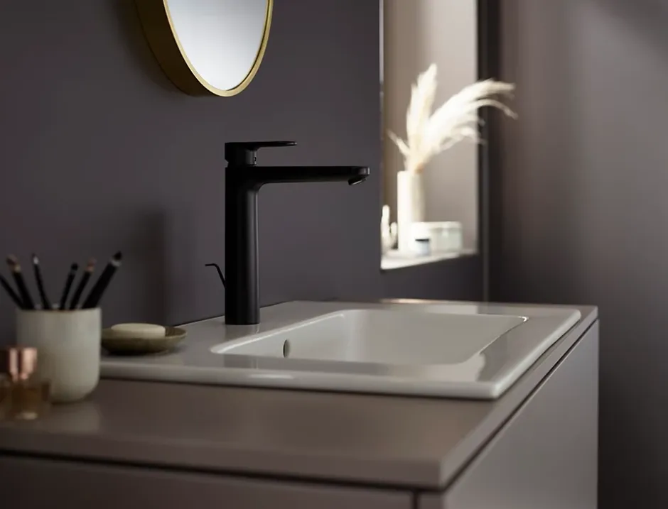 Hansgrohe Mitigeur de lavabo haut noir mat Vernis Blend 190* Robinet Lavabo Et Vasque